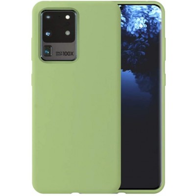 Husa Samsung Galaxy S20 Ultra, SIlicon Catifelat cu interior Microfibra, Verde Pastel